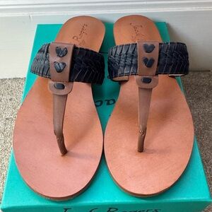 Jack Rogers Navy Tinsley Demi Wedge Sandals 7 EUC